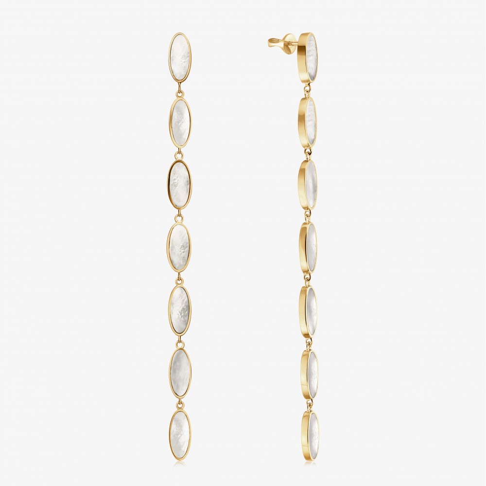 Alexa 14ct Gold Mother-of-pearl Long Earrings | DRAJÉE Fine Jewellery